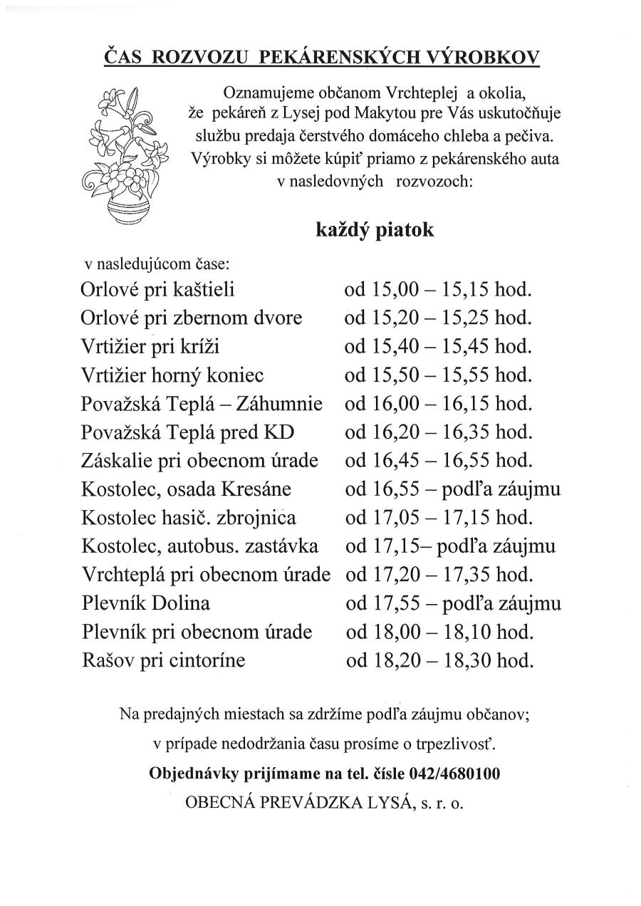 ambulantn predaj pekrenskch vrobkov Vrchtepl a okolie