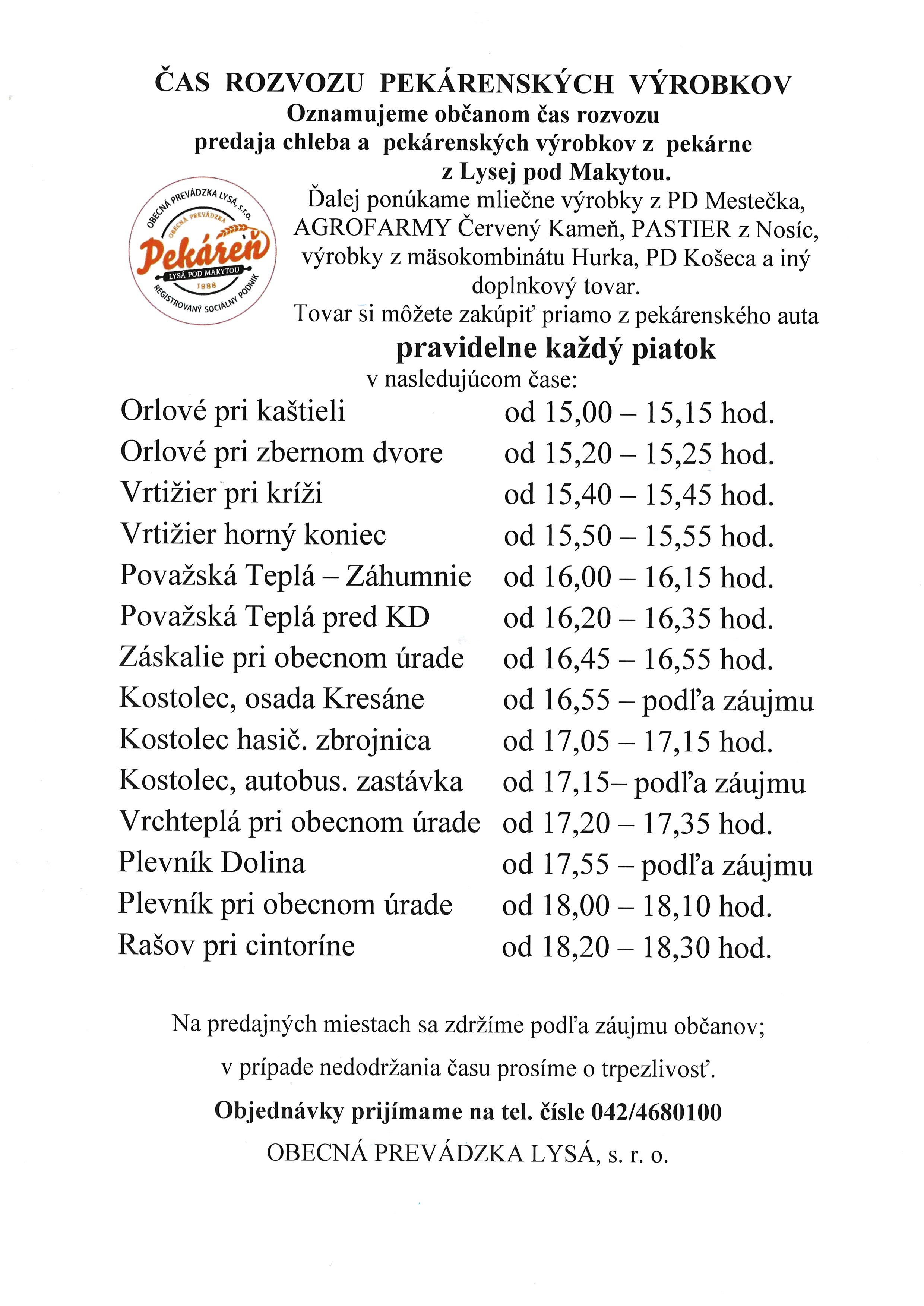 ambulantn� predaj pek�rensk�ch v�robkov Vrchtepl� a okolie